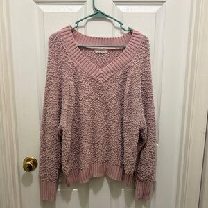 Jolie and JoyTextured Mauve V-Neck Sweater